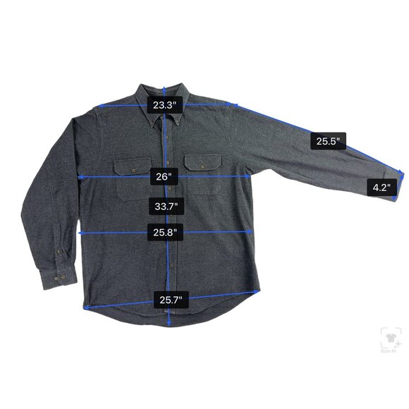 Lands End Mens Gray Cotton Button-Up Long Sleeve Shirt Pocketed Casual Size L - Picture 8 of 9